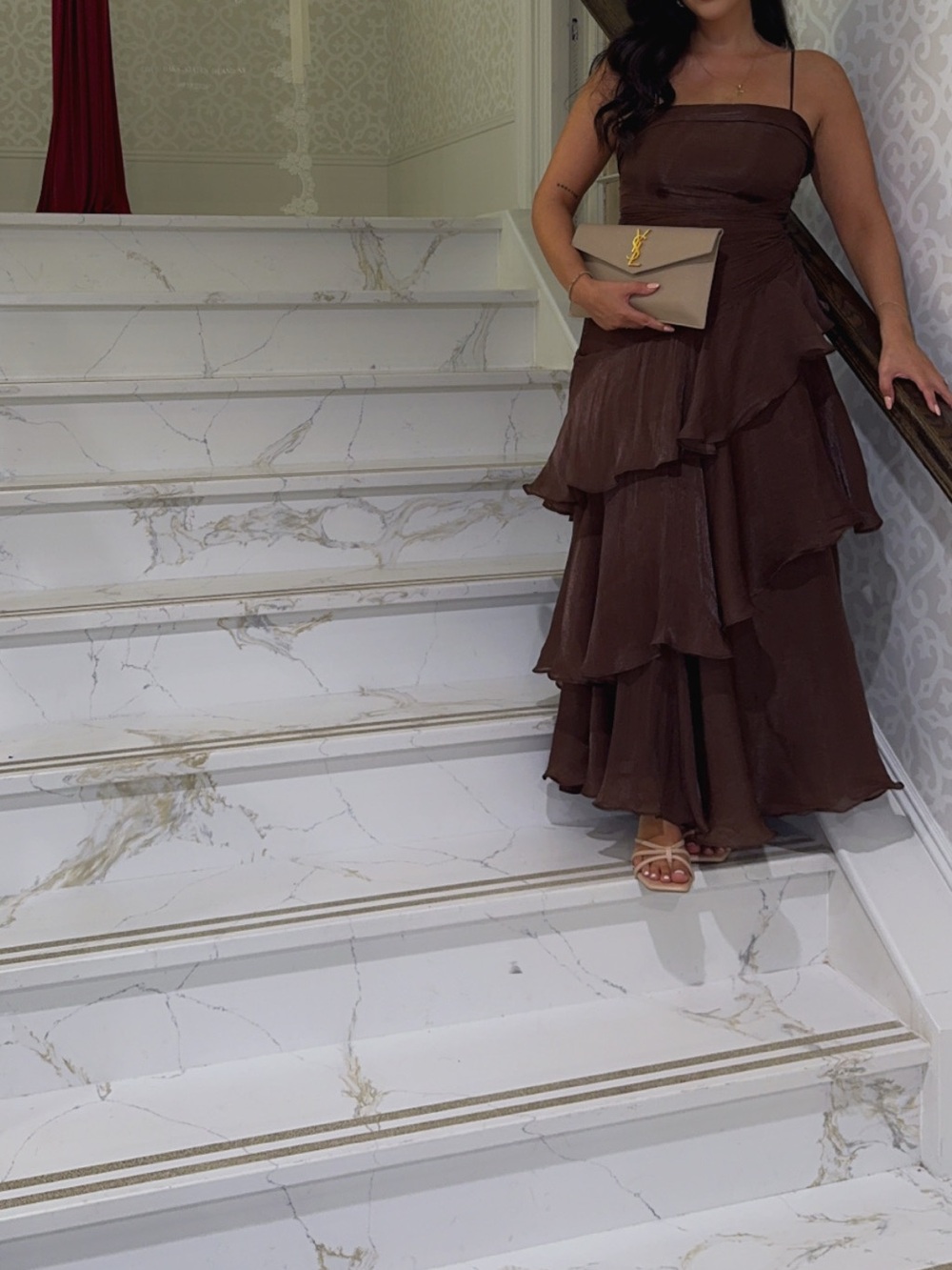 Hello Molly Chocolate Brown Ruffle Maxi Dress - Picture 2 of 3